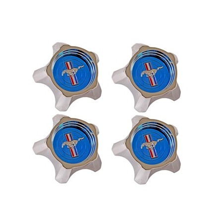 ref_201961_Caches centraux de roues (bleu, design original, lot de 4) Scott Drake C7ZZ-1130-AK